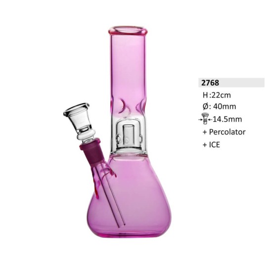 Bongo Szklane Bullet Glow Pink Percolator 22cm -zdjęcie numer 1