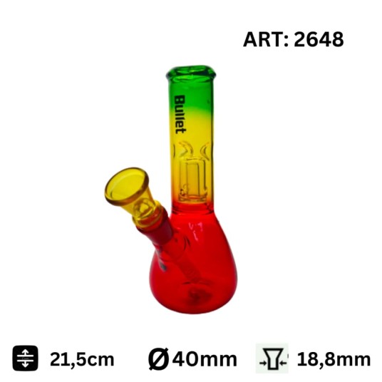 Bongo Szklane Bullet Rasta Red Yellow Green 21cm -zdjęcie numer 1