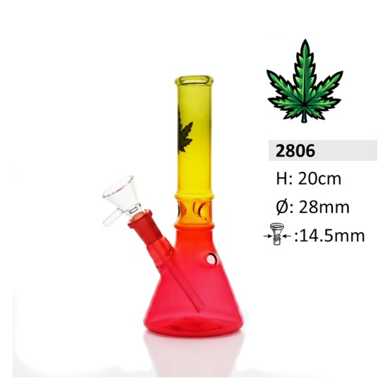 Bongo Szklane Bullet Rasta With Leaf 20cm -zdjęcie numer 1