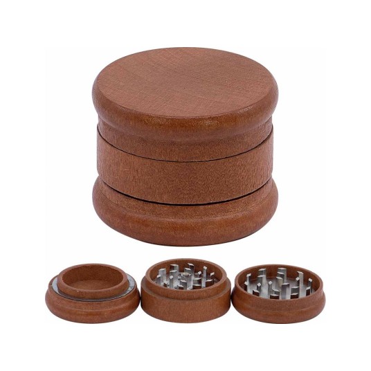 Młynek drewniany Ciemny 60mm 3 częściowy -zdjęcie numer 1
