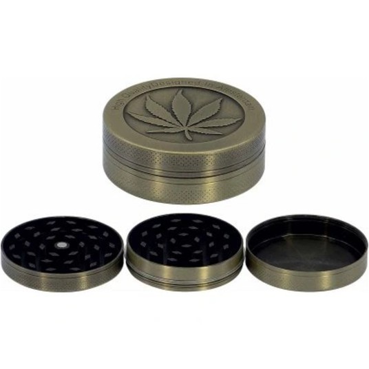 Mlynek metalowy Cannabis leaf 50mm 3 czesciowy -zdjęcie numer 1
