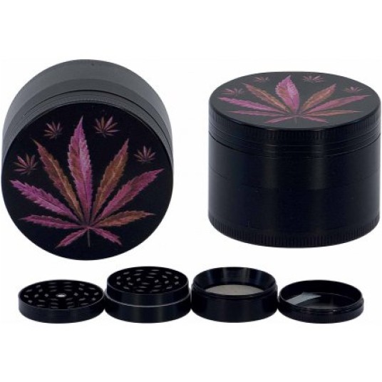 Młynek metalowy Hemp Leaf 50mm 4 częściowy -zdjęcie numer 1