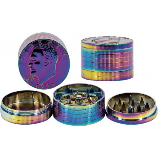 Młynek metalowy Rainbow Coin 40mm 3 częściowy -zdjęcie numer 1