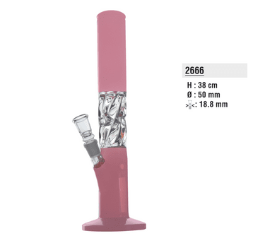 Bongo Szklane Bullet Pink Twisted With Ice 38cm