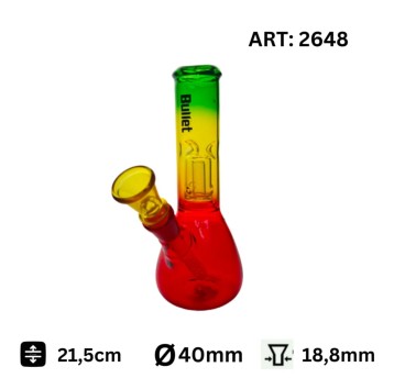 Bongo Szklane Bullet Rasta Red Yellow Green 21cm