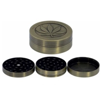 Mlynek metalowy Cannabis leaf 50mm 3 czesciowy