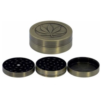 Mlynek metalowy Cannabis leaf 50mm 3 czesciowy