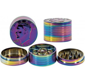 Młynek metalowy Rainbow Coin 40mm 3 częściowy