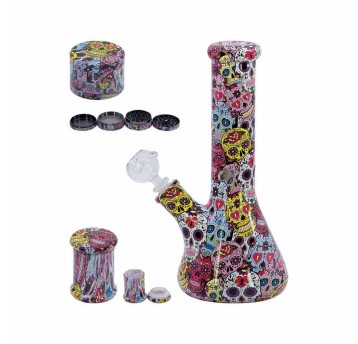 Zestaw Bongo Młynek Pojemnik Colorfull Skull